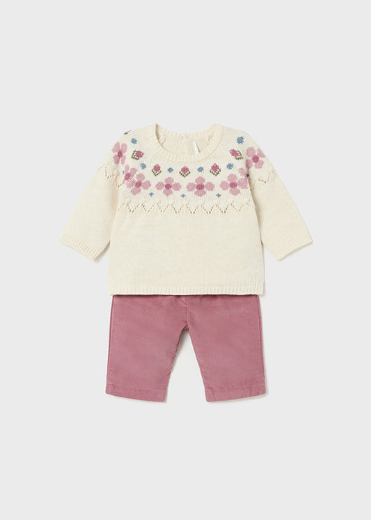 CONJUNTO MAYORAL 2PZAS CHOMPA HILO/PANT. CORDUROY NIÑA 2519(6M-18M)